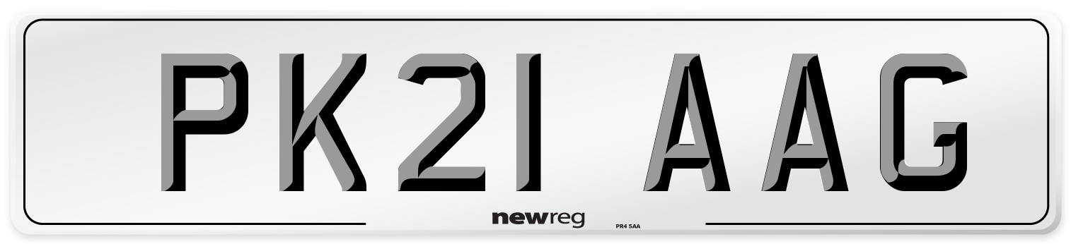 PK21 AAG Number Plate from New Reg